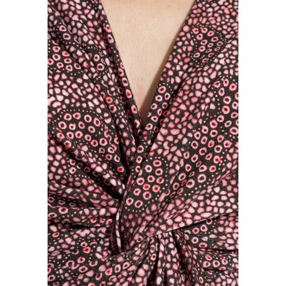 Isabel Marant  Lyss Graphic Printed Gathered Top in Antik Pink Black 40 US 8 - Picture 2 of 5